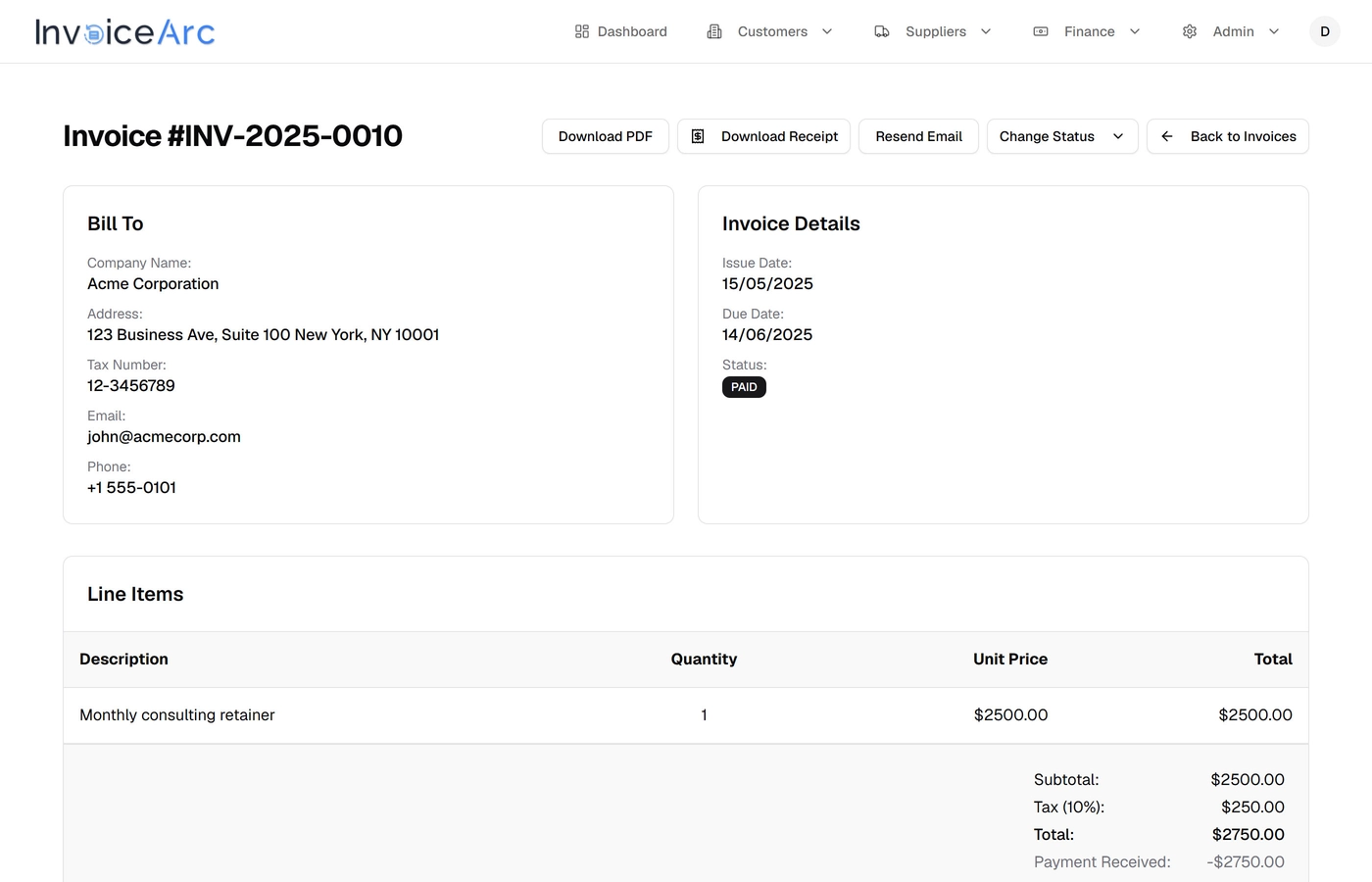 Professional Invoice Management